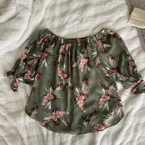 Floral Green Off-Shoulder Top